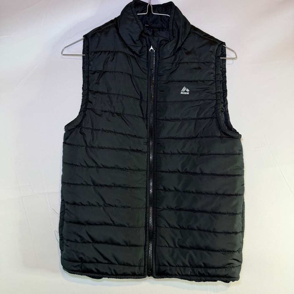 RBX Boys Puffer Vest Black Quilted Full Zip Sleeveless Jacket Size 12 RN63619